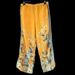 Anthropologie Yellow floral Bohemian Geometric Pants Sz M